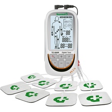 TESMED TE-880R Plus: Wiederaufladbarer Muskelelektrostimulator, EMS, TENS, Massagefunktion: 73 Programme, davon 2 anpassbar – Funktioniert mit 8 Elektroden