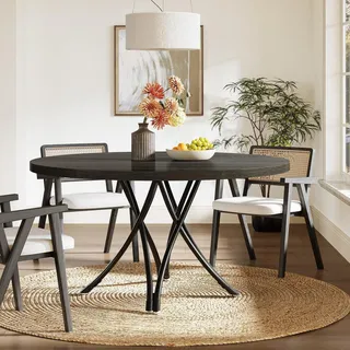 Runder Esstisch für 4-6 Personen 120 cm Schwarz Kreuzbeine 120x120x75 cm