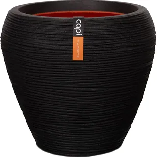 Capi Pflanztopf Nature Rib konisch rund Riffel Ø 42 cm x 38 cm Schwarz