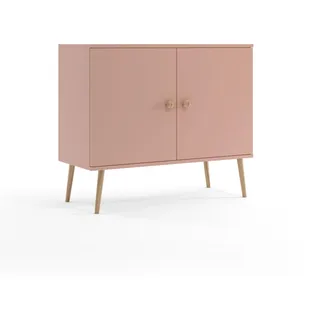 NATURA Kommode 100cm Pastellrosa Sideboard Boho Echtholz Buche Soft-Close Lieferung Wohnung - Rosa
