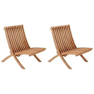 Gardenson Loungesessel 2er-Set , Teakfarben , Holz , Teakholz , 73x85x63 cm , Gartenmöbel, Loungemöbel, Loungesessel
