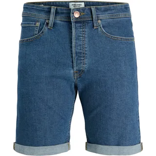 Shorts "JJIRICK JJORIGINAL SHORT", Herren, Gr. 42 (4XL), N-Gr, blau denim, Denim/Jeans, Obermaterial: 54% Baumwolle, 33% Polyester, 7% Lyocell, 4% Viskose, 2% Elasthan, JACK & JONES PLUSSIZE, leichte Abriebeffekte, regular fit ca. Mitte Knie, Hosen Shorts