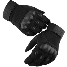 GES Motorradhandschuhe, Männer Vollfinger-Motorradhandschuhe Touchscreen-ATV-Motocross-Rennhandschuhe (Schwarz, L)