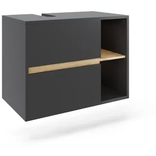 Vicco Waschbeckenunterschrank Viola, 80 x 60 cm mit 2 Schubladen, Grau/Artisan - Grau,
