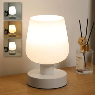 Lightess Nachttischlampe Touch Dimmer 3 Farbtemperaturen E27 Tischlampe