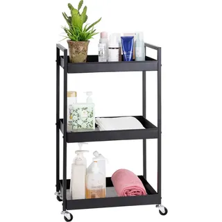 Boxxx Servierwagen , Schwarz , Metall, Kunststoff , Rollen , 30x80x45 cm , Esszimmer, Barmöbel, Barwagen