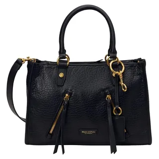 Marc O'Polo Leder Handtasche Umhängetasche Phili Shopper Black schwarz - Schwarz