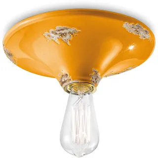 Ferroluce Vintage Keramik-Deckenleuchte Ø 25cm - Gelb