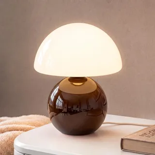 Dawnwake Pilz Nachttischlampe Tischlampe, Led Dimmbar Tischleuchte Deko Wohnzimmer, Schlafzimmer Tischlampen, Mushroom Bedside Table Lamp, Keramikbasis Glas Klein Nachtlampe (Kaffee)