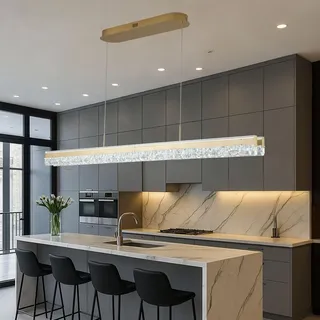 szcflaghip L150cm LED Pendelleuchte Dimmbare Linearer Kronleuchter für Esszimmer Moderne LED Pendelleuchte Dimmbare Kristall Inselleuchten für Küche Wohnzimmer Büro Bar