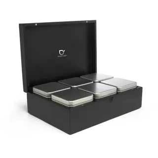 Bredemeijer großes schwarzes edles Teebox Set 7-teilig inkl. 6 Teedosen, Schwarz