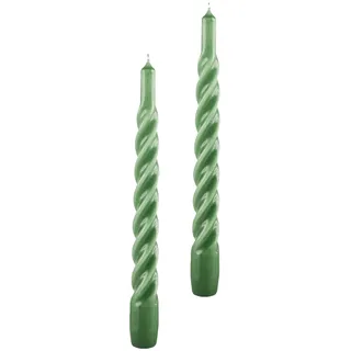 Lackierte Kerzen, gedreht, Ø 2,2 cm, Höhe 21 cm, 3 Stück, moosgrün
