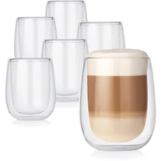 GOURMETmaxx Thermogläser Kaffee-Spezialitäten 6er-Set Latte Macchiato | Wärmeisolierend: für warme & kalte Getränke geeignet, ca. 250 ml Füllmenge | Einfaches Handling [Borosilikatglas]