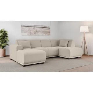 Home affaire Wohnlandschaft »Wohnlandschaft Bornholm mit Recamiere rechts/links bestellbar«, U-Form mit Wellenunterfederung, Maße B/T/H: 300/162/85 cm, beige