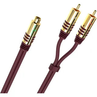 Oehlbach NF Y-Sub AD Y-Adapter Cinch (W) Auf [2x Cinch-Stecker - 1x Cinch-Buchse] Bordeaux