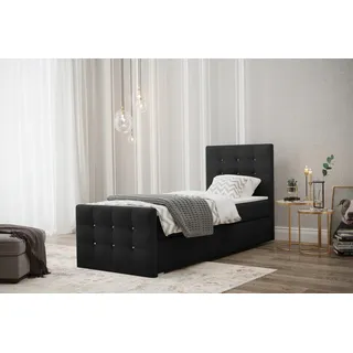 Kaiser Möbel Boxspringbett mit bettkasten matratze topper AMOR stoff Cosmic Rechts Schwarz 90 cm x 200 cm - Schwarz