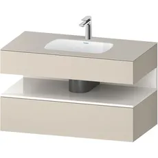 Duravit Qatego Einbauwaschtisch mit Konsolenwaschtischunterbau, 1000x550x600mm, Nische Weiß Hochglanz, QA4786022, Farbe: Taupe Supermatt/mit Nischenbeleuchtung