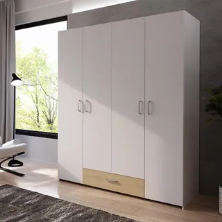 Forte Drehtürenschrank Econobox 159,1 x 190,5 x 54,4 cm Weiß/Puccini Eiche