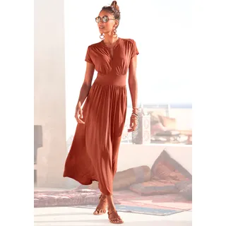 LASCANA Midikleid mit Reißverschluss am Ausschnitt, figurbetont, sportlich-elegant, orange