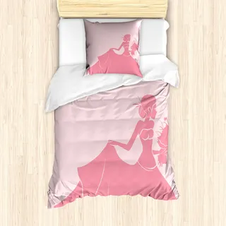 ABAKUHAUS Bridal Shower Mantele, Rosa Brautkleid, Milbensicher Allergiker geeignet mit Kissenbezügen, 135 cm x 200 cm - 80 x 80 cm, Lachs und Hellrosa - Rosa