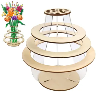 HAOBIN Holzvase für Lego-Rosen Holzvasen für Blumen Holzpuzzle Blumenvase für Blumenstrauß Verwendet für Rosen,Sonnenblumen,Kirschblüten,Blumen,Geschenkdekorationen für Frauen und Erwachsene