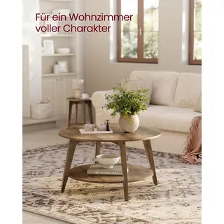 VASAGLE Couchtisch, Wohnzimmertisch, 80 x 45 cm, einfach zu montieren, honigbraun - Braun
