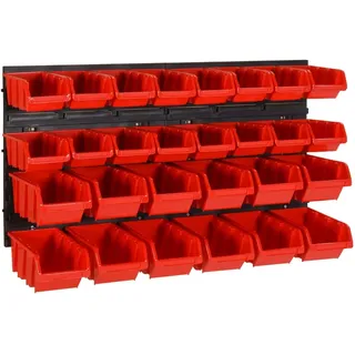 The Living Store 30-tlg Stapelboxen-Wandregal Rot & Schwarz 77x39cm Polypropylen - Rot