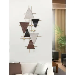 Casablanca modernes Design Wandrelief Bandiera aus Metall, glänzend und strukturiert, 38x78x4 cm, anthrazit, beige, braun