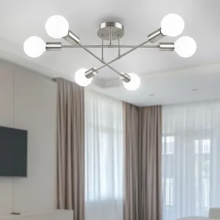 JOYINLED Vintage Deckenleuchte,Chrom Sputnik Kronleuchter Moderne,Retro Deckenlampe,6 flammig E27/26 Fassung Pendelleuchte Leuchten für Wohnzimmer Küche Esszimmer Schlafzimmer (ohne Leuchtmittel)