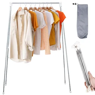 Kleiderständer Klappbar, Tragbarer Wäscheständer aus Edelstahl, 34-70cm Verstellbarer Reise-Kleiderständer, Klein Faltbarer Wäschereck Leicht Stabiler für Reisen Camping Wäscherei zu Hause Wandern