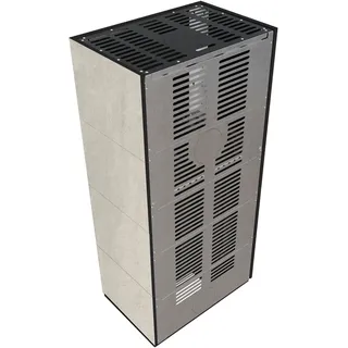 Kaminbausatz KRATKI FLOKI BOX rechts 8 kW Ø 160 Quarzsinter NATURALI PIETRA DI SAVOIA PERLA BOCCIARDATA schwarz Verkleidung - Schwarz