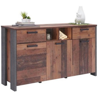 Forte Sideboard Clif 3 Türen 2 Schubladen, Optik: Old Wood Vintage/ von FORTE