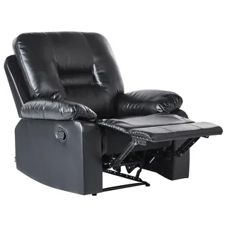 BELIANI Sessel Schwarz Kunstleder verstellbar Wohnzimmer Arbeitszimmer Retro Stil - Schwarz