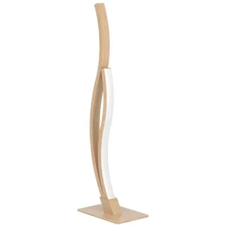 EGLO LED Nachttischlampe Grisolia, geschwungene Tischlampe, Zimmer Deko Schlafzimmer, Wohnzimmerlampe aus Metall und Kunststoff in Holz-Optik, neutralweiß, H 45,5 cm