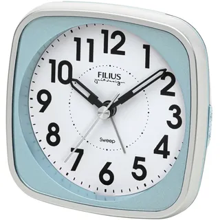 FILIUS zeitdesign Quarzwecker Schlafzimmer, Wecker Beleuchtung,schleichende Sekunde,Snooze,Piepalarm, silberfarben