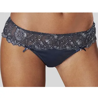 String LASCANA "Wanda Dessous", Damen, Gr. 32/34, blau (marine), Microtouch, Obermaterial: 80% Polyamid, 12% Polyester, 8% Elasthan, Unterhosen String, mit Stickerei Spitze in blumiger Optik, als Dessous-Set kombinierbar, Topseller