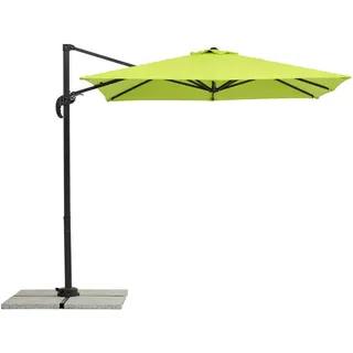 Schneider Ampelschirm , Grün , Textil , 300x239x230 cm , 360° drehbar, lichtecht, UV-beständig, verrottungsfest, mit Belüftung , Sonnenschutz, Sonnenschirme