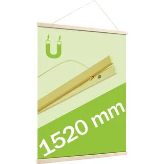 Posterleisten aus Holz, mit Aufhängeschnur und Magnetbefestigung 1520 mm | Kiefer, Kiefernholz