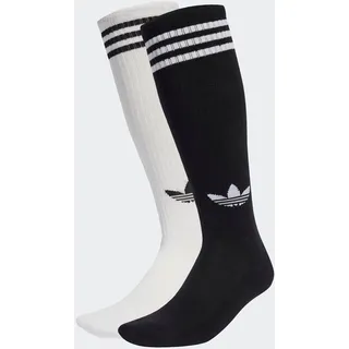 Sportsocken ADIDAS ORIGINALS "3-STREIFEN KNIESTRÜMPFE, 2 PAAR", Damen, Gr. S (37/39), schwarz-weiß (weiß, schwarz), Obermaterial: 56% Baumwolle, 40% Polyester, 3% Elasthan, 1% sonstige Fasern, Socken Sportsocken, für sportive Aktivitäten und Laufen, vom Fußball inspirierte Details
