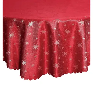 Tischdecke Weihnachten/Stern-Motiv/Versch. Größen & Farben (Rot, 90x90cm)