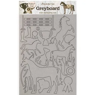 Stamperia KLSPDA434 Romantic Horses Trophy Greyboard Romantische Pferde Trophäe, Verschieden, A4, 3 Piece