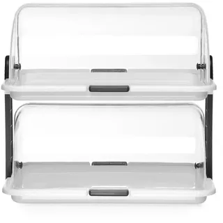 HENDI Buffet - Vitrine, doppelt, Doppeldecker, Rolltop-Präsenter, Käse- und Brotkasten, Transparente Rollabdeckung oben, 465x310x(H)410mm, Polystyrol