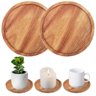 2 Stück Kerzenteller, 10 Cm Kerzenuntersetzer, Holz Untersetzer Rund, Kerzenteller Holz, Holzuntersetzer Rund Untersetzer Für Kerzen, Getränke
