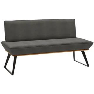 Voleo Sitzbank , Grau, Schwarz, Eichefarben , Holz, Metall, Textil , Eiche , massiv , Uni , 180x87x64 cm , Stoffauswahl, mit Rückenlehne , Esszimmer, Bänke, Sitzbänke, Polsterbänke