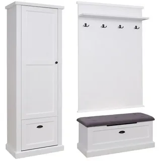 Feldmann-Wohnen Garderoben-Set Galineo weiß 3-teilig , Weiß, Eichefarben , Holzwerkstoff , 4 Fächer , Rechteckig , 172x200x42 cm , Garderobe, Garderoben-Sets & Garderoben-Serien, Garderoben-Sets