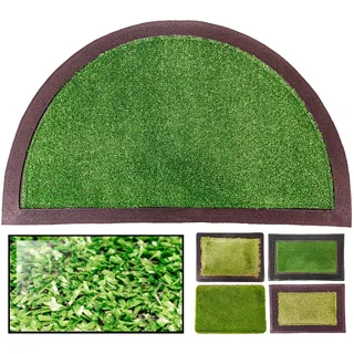 LUCA HOME Fußmatte für Hauseingang, 40 x 70 cm, Halbmond aus Gummi und Kunstrasen, rutschfeste Unterseite, einfache Reinigung, saugfähige Fußmatte, für den Innen- und Außenbereich