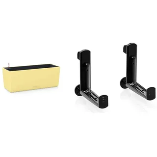 Lechuza "BALCONERA Color 50" Komplettset Lemon & Balkonkastenhalter, Schwarz, Hochwertiger Kunststoff, Für Innen- und Außenbereich, 19033