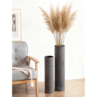 Sziqiqi Bodenvase Groß Schwarz Hohe: 70/55 cm Metall Bodenvasen für Wohnzimmer - Dekorative Vase Groß für Boden Set von 2 - Bodenvase XXL für Schlafzimmer Küche Kamin Ecke