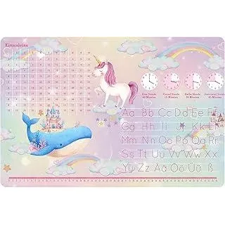 Schreibtischunterlage Leder, Schreibtischunterlage Kinder und Mädchen Einhorn-Thema Mauspad Büropad Rosa Groß 60X40cm Abwischbar Kunstleder Schreibtisch Unterlage fur office