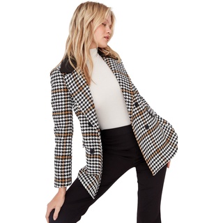 TRENDYOL Damen Trendyol Damen Regular Zweireihig Plaid Webstoff Blazer Coat, Grau, 36 EU